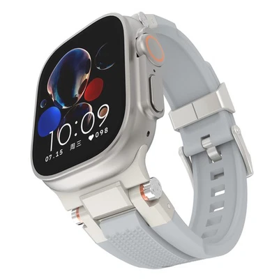 Correa de silicona para Apple Watch Ultra 10 9 8 7 6 5 4 correa de goma conector metálico  Foto 1 de 4