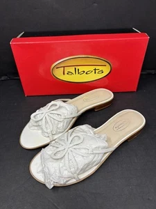 Talbots Sandals Womens Size 7 Strappy Slide Flats White Slip On - Picture 1 of 6