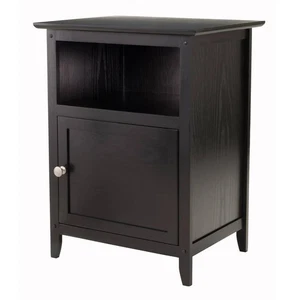 Winsome Accent Table Black Storage Door Open Shelf Wood Side End Table Cabinet - Picture 1 of 5