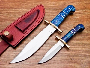 Lotto 2pz COLTELLO DA CACCIA BOWIE LAMA ACCIAIO D2 FORGIATO A MANO UNICO PERSONALIZZATO TR-4697 - Foto 1 di 12
