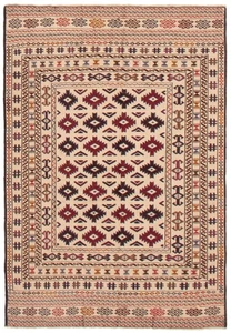Traditional Vintage Hand Woven Carpet 4'3" x 6'3" Wool Kilim Area Rug - Picture 1 of 9