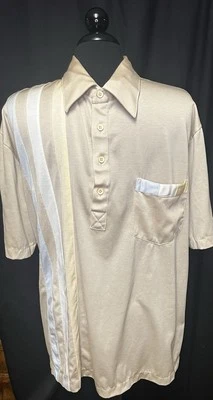 1970/1980 Fashion Knitwear textured polyester henley XL polo shirt mod - Image 1 of 4