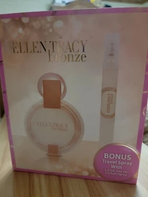 Ellen Tracy 2-pc Bronze Perfume Gift Set 3.4 oz With Travel Spray - New Open Box - Image 1 of 3