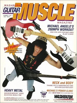 Anuncio de guitarra Michael Angelo Batio 1993 Washburn Mercury Series 8 x 11 Foto 1 de 3
