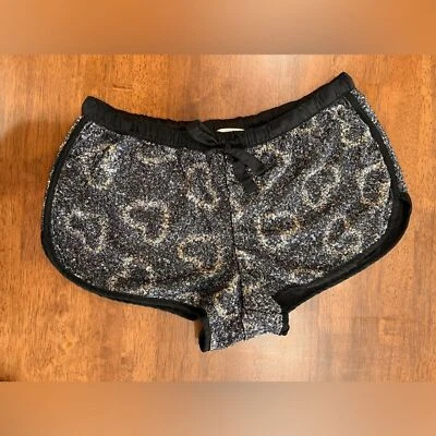 Victoria’s Secret sequin embellished black shorts Glam Goth Lounging Sparkle  S - Image 1 of 4