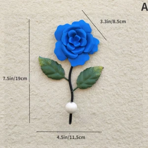 Metal Rose Flower Wall Hook Hanger Door Key Bag Hat Clothes Home Decor Rack - Picture 1 of 13