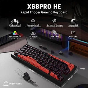 ATTACK SHARK X68 PRO HE Wireless Rapid Trigger Gaming Keyboard 8K Polling Rate - Picture 1 of 27