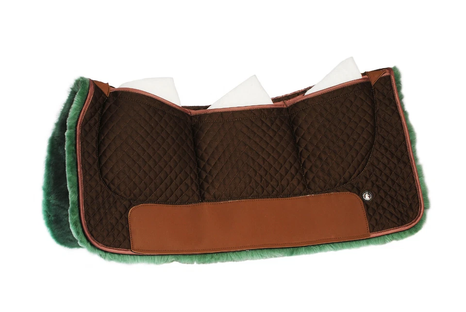 Sheepskin Western Pad Saddle Pad Padded Green/Brown  - Image 1 of 1