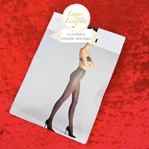 Ana Tights by Wolford Medium Graphite Check Pantyhose Shine Glitter Plaid - Picture 1 of 10