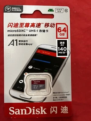 NEW Sandisk 64GB Ultra Micro SD SDXC Card UHS-I A1 Class10 Read Speed 140MB/s - Image 1 of 2