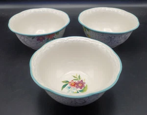 3er Set Pionierin Frau blühender Blumenstrauß Keramik 6,5" Müsli/Suppenschüsseln Sehr guter Zustand - Bild 1 von 6