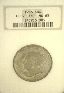 1936 CLEVELAND SILVER 50c COMMEMORATIVE NGC MS65 OLD HOLDER (1590) - Picture 1 of 4