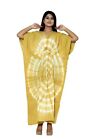 Cotton Shibori Kaftan Night Maxi Dress Gown Indian Yellow Nightwear Kaftan Dress