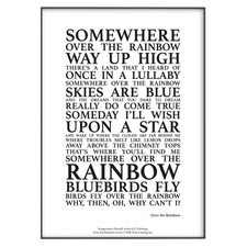 Over the Rainbow Lyrics Song Print Poster (Unframed) Wall Art Wizard of Oz
