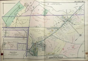 1909, MONTGOMERY COUNTY PENNSYLVANIA SPRINGFIELD TOWNSHIP FLOURTOWN ATLAS MAP - Picture 1 of 3