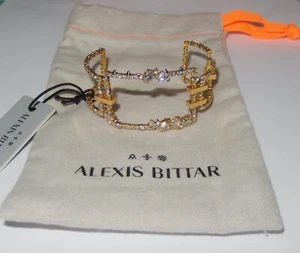 Alexis Bittar Gold Plated Crystal Spur Spike Brutalist Modern Cuff Bracelet New - Picture 1 of 7