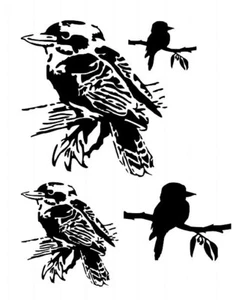 STENCILS CRAFTS TEMPLATES SCRAPBOOKING BIRDS  KOOKABURRAS  STENCIL  A4 MYLAR - Picture 1 of 1