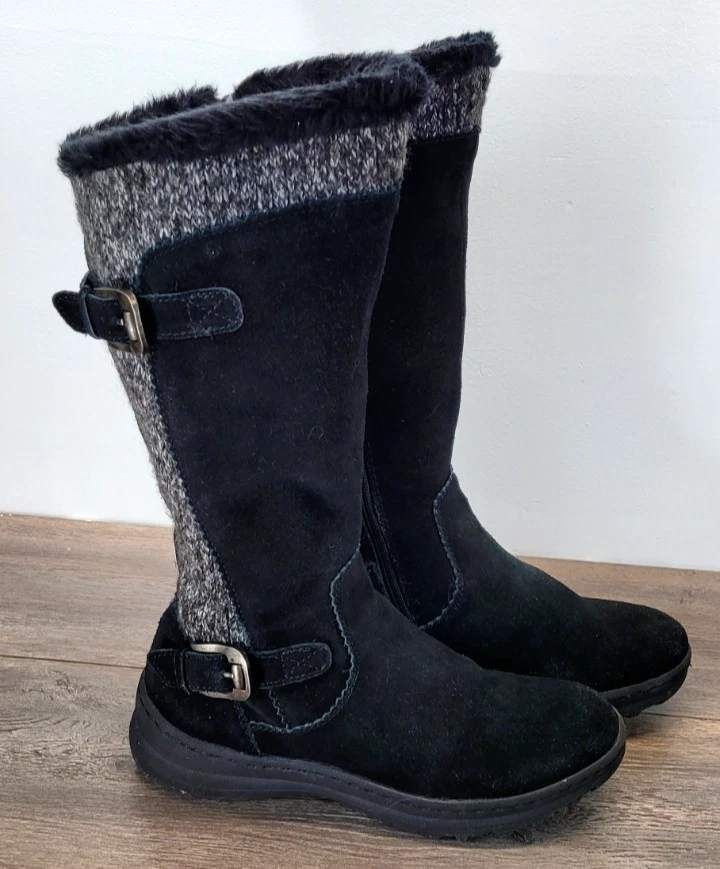 Baretraps Suede Leather Faux Fur Lined Boots Alidia Women's 8M Black - Image 1 of 4