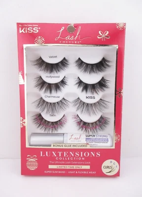 4 pares de cílios e cola Kiss Lash Couture Luxtensions HOLIDAY Collection 91238 - Imagem 1 de 4