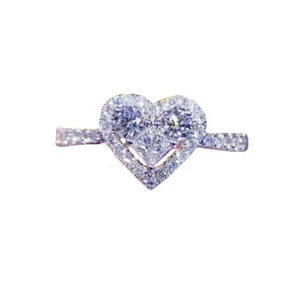 Anillo de compromiso corazón enchapado en oro blanco de 14K para mujer talla 8 🎁 - Imagen 1 de 7
