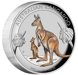 2020 Kangaroo 1oz Silver Coloured High Relief Coin