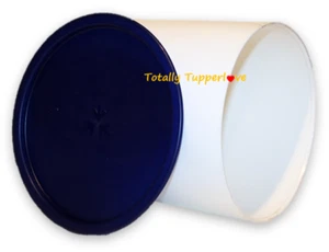 1 Bidone Tupperware One-Touch Taglia D 17 Tazze Grande Bianco Blu Scuro Vintage - Foto 1 di 2