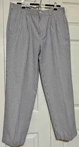 Pantaloni Seersucker Brooks Brothers Elliot a righe blu 36/30 100% cotone con polsini - Foto 1 di 8