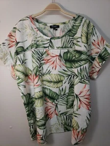 NWT Anthropologie RD & KoKo Linen Shirt Tunic 1X Printed Blouse Short Sleeve - Picture 1 of 9