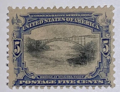 Sellos de viaje: estampillas de Estados Unidos de 1901 SC# 297 como nuevas y con bisagras 5 centavos, puente en Niagra  Foto 1 de 4