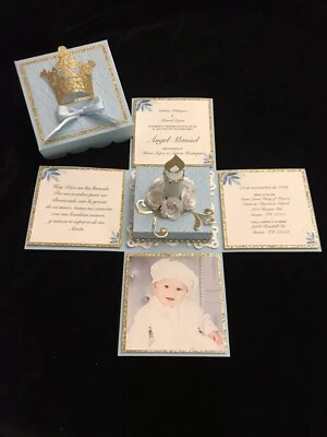 BAPTISM, FIRST COMMUNION, BABY SHOWER,BIRTHDAY, EXPLODING BOX INVITATIONS  - Image 1 of 4