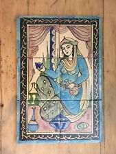 Large 6 Tile Set Of Antique Persian Tiles Of Islamic Woman In Harem.