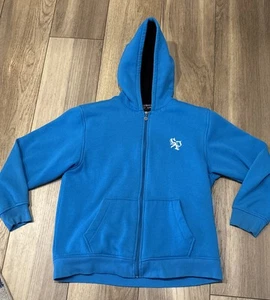 Vintage Y2K South Pole Hooded Zip Up Jacket Sherpa Youth XL 20 Blue - Picture 1 of 13