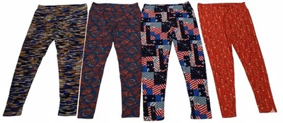 Lot of 4 LuLaRoe TC Tall Curvy Leggings, Geometric, Owls, Stars & Stripes - Image 1 of 2
