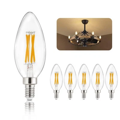 LED Light Bulbs E12: 6-Pack Candelabra Candle Light Bulb 4W Equivalent 40W - Image 1 of 4