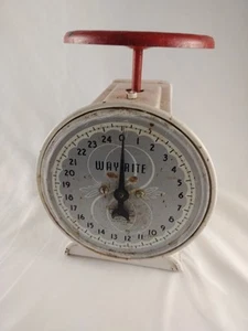 Vintage Red Way Rite Kitchen Scale Rustic Style 25 lbs. - Picture 1 of 7