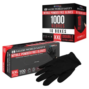 Black Nitrile Disposable Gloves, 10 Boxes of 100, XX-Large, 4 Mil - Latex Free - Picture 1 of 5