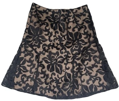 Ann Taylor Skirt Womens 4 Black Lace Overlay Fit Flare Whimsigoth Dark Romantic - Image 1 of 4