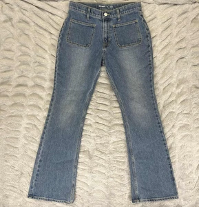 Old Navy Jeans Girls 18 Flare High Rise Patch Pockets Stretch Western Y2K Denim - Picture 1 of 12