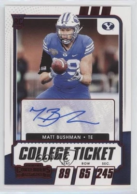 2021 Panini Contenders Draft Picks College Game Ticket Red Matt Bushman Auto - Image 1 of 2