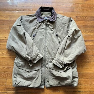 Mens TIMBERLAND Olive Green Leather Trim Wool Lined Bomber Parka Jacket Medium - Picture 1 of 19