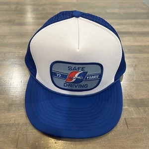 Vintage 80s Greyhound Bus 19 Years Safe Driving Patch Snapback Hat Mesh Cap NOS - Picture 1 of 8