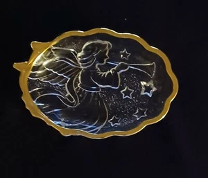 Vintage Mikasa Angel song sweet Dish Candy Trinkets Tray Crystal Glass Gold trim - Picture 1 of 2