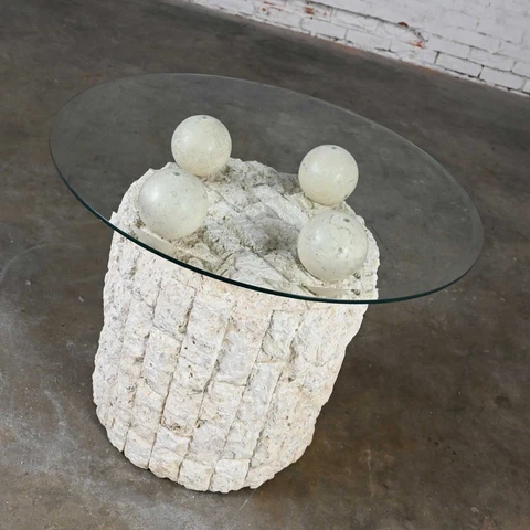 Postmodern Rnd Tessellated Mactan Stone Side Table 4 Sphere Style Maitland Smit Cover