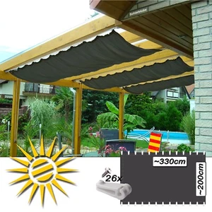 Sistema de tracción por cable toldo tensor de cuerda anthr. aprox. 330x200 cm pérgola completa 26 ganchos para correr - Imagen 1 de 12