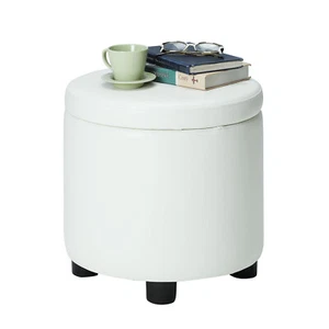 Convenience Concepts Designs4Comfort Round Accent Storage Ottoman White - Picture 1 of 4