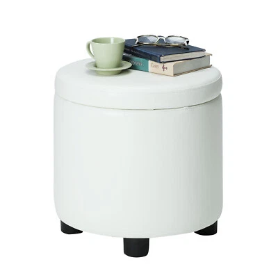 Convenience Concepts Designs4Comfort Round Accent Storage Ottoman White - Image 1 of 4