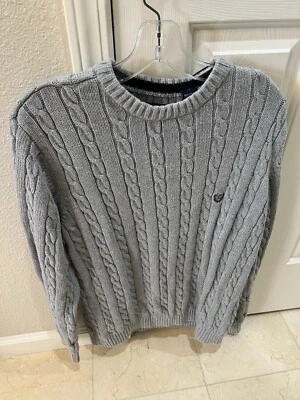Chaps Men's Long Sleeve Cable Knit Sweater Large Light Grey - Image 1 of 4