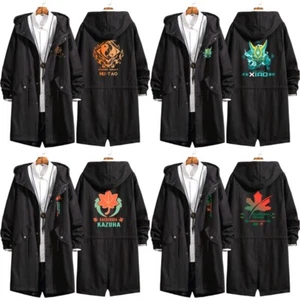 Anime Genshin Impact Cosplay Giacche Frangivento Lunghezza Media Trench Cappotti - Foto 1 di 33