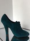 New Dolce And Gabbana Turquoise Suede Lace Up Chunky Heels Size 36