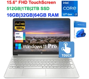 2024 HP Laptop 15.6" FHD Touch, Intel i7-1255U, Up to 64GB RAM & 2TB, Win 11 Pro - Picture 1 of 7